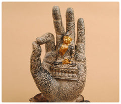ENLIGHTENMENT IN YOUR PALM  STATUE - 7 INCH POLYSTONE/RESIN