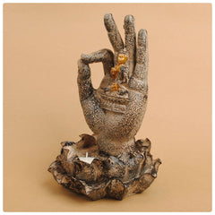 ENLIGHTENMENT IN YOUR PALM  STATUE - 7 INCH POLYSTONE/RESIN