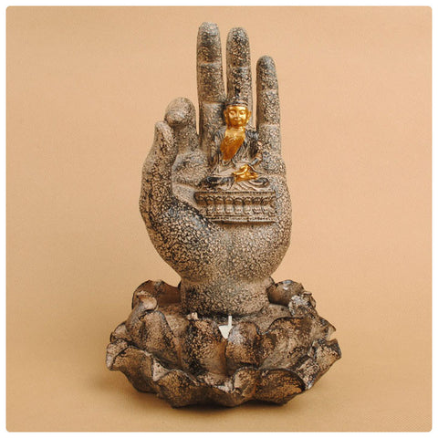 ENLIGHTENMENT IN YOUR PALM  STATUE - 7 INCH POLYSTONE/RESIN
